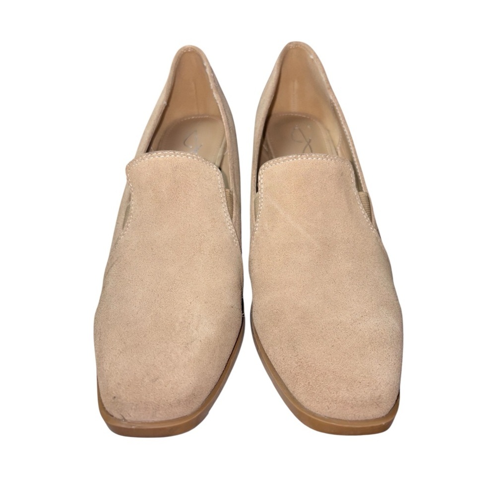 Joie Wevenly Suede Block Heel Biege/Tan Loafer Pumps Minimalist Women Size 8 - Picture 5 of 11